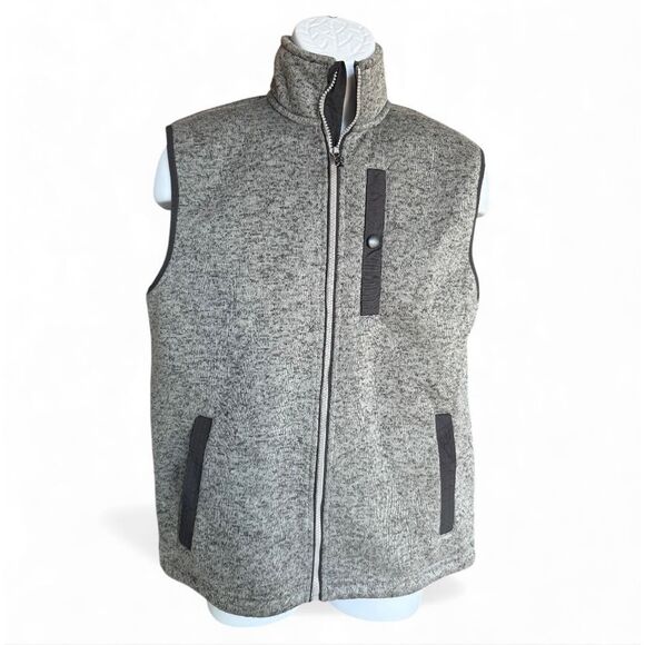 Mens St Johns Bay Microfleece Gray Black Full Zip Softshell Vest - Sz S - Picture 1 of 1